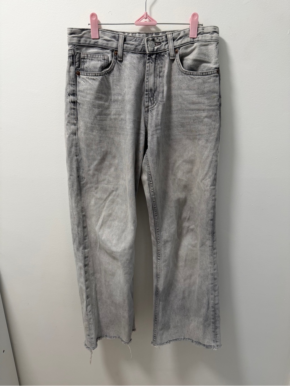 Zara Light Gray Washed Boyfriend Jeans - Classic Straight Fit